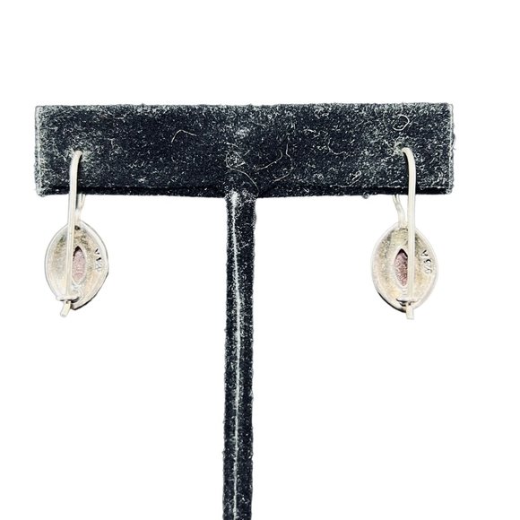 Vintage Sterling Silver Marcasite And Semi Precious Stone Pierced Earrings (4944 - Picture 3 of 6